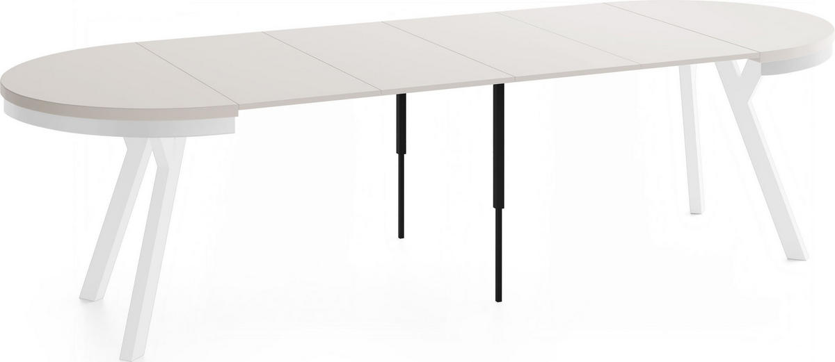 ESSTISCH Vero Neo Weiß rund ausziehbar verlängerbar, Kaschmir 100-300/100/77 cm - Kaschmir/Weiß, Holz/Holzwerkstoff (100/100/77cm) - WFL GROUP