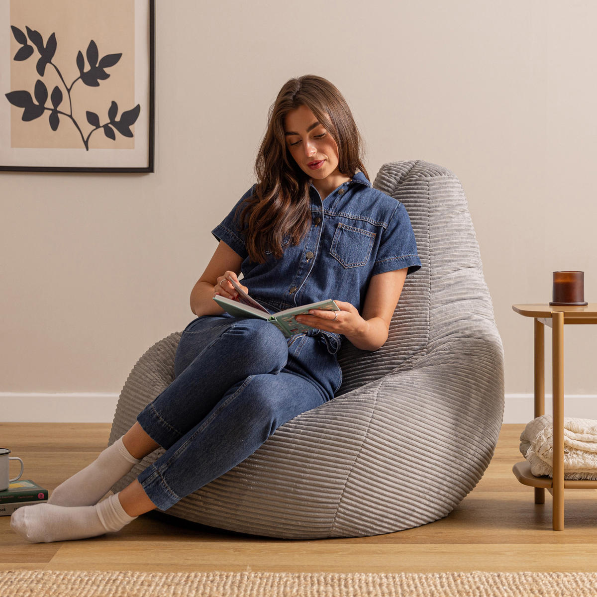 SITZSACK Dalton XXL Cord - Grau, Textil (94/85/92cm) - icon