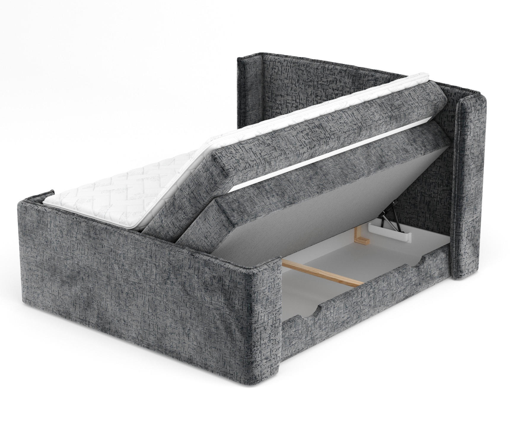 BOXSPRINGBETT Freeland Anthrazit 140/200 cm mit Matratze und Topper - Anthrazit/Schwarz, Holz/Holzwerkstoff (140/200cm) - Maison de Reve