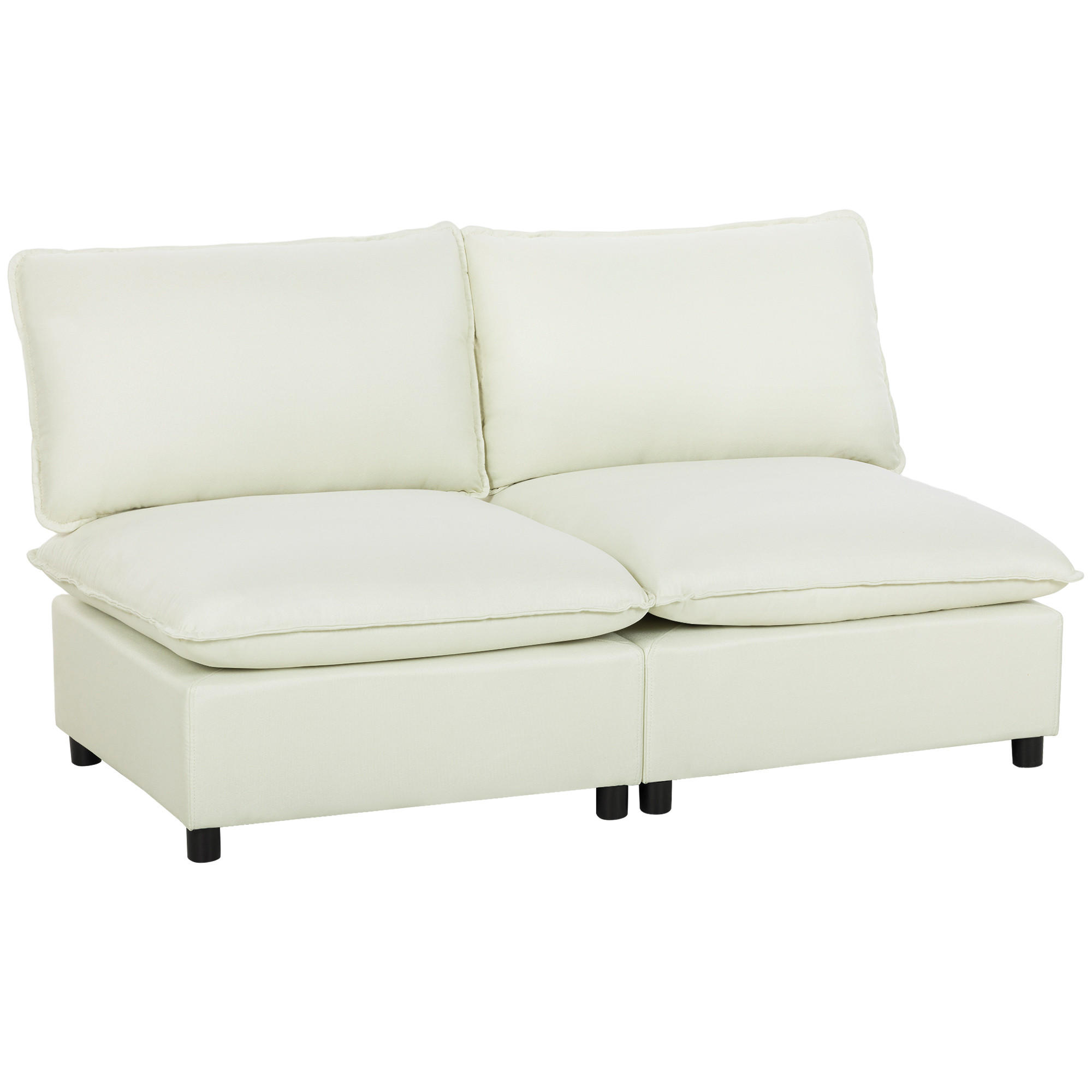 SOFA, 2-Sitzer, modular, ohne Armlehnen, cremefarben, 146cm - Multicolor, Holzwerkstoff (146/78/85cm) - FORIOUS