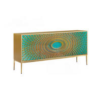 SIDEBOARD LAGO Grün Holz - Goldfarben/Grün, Holz/Metall (180/85/40cm) - KAWOLA