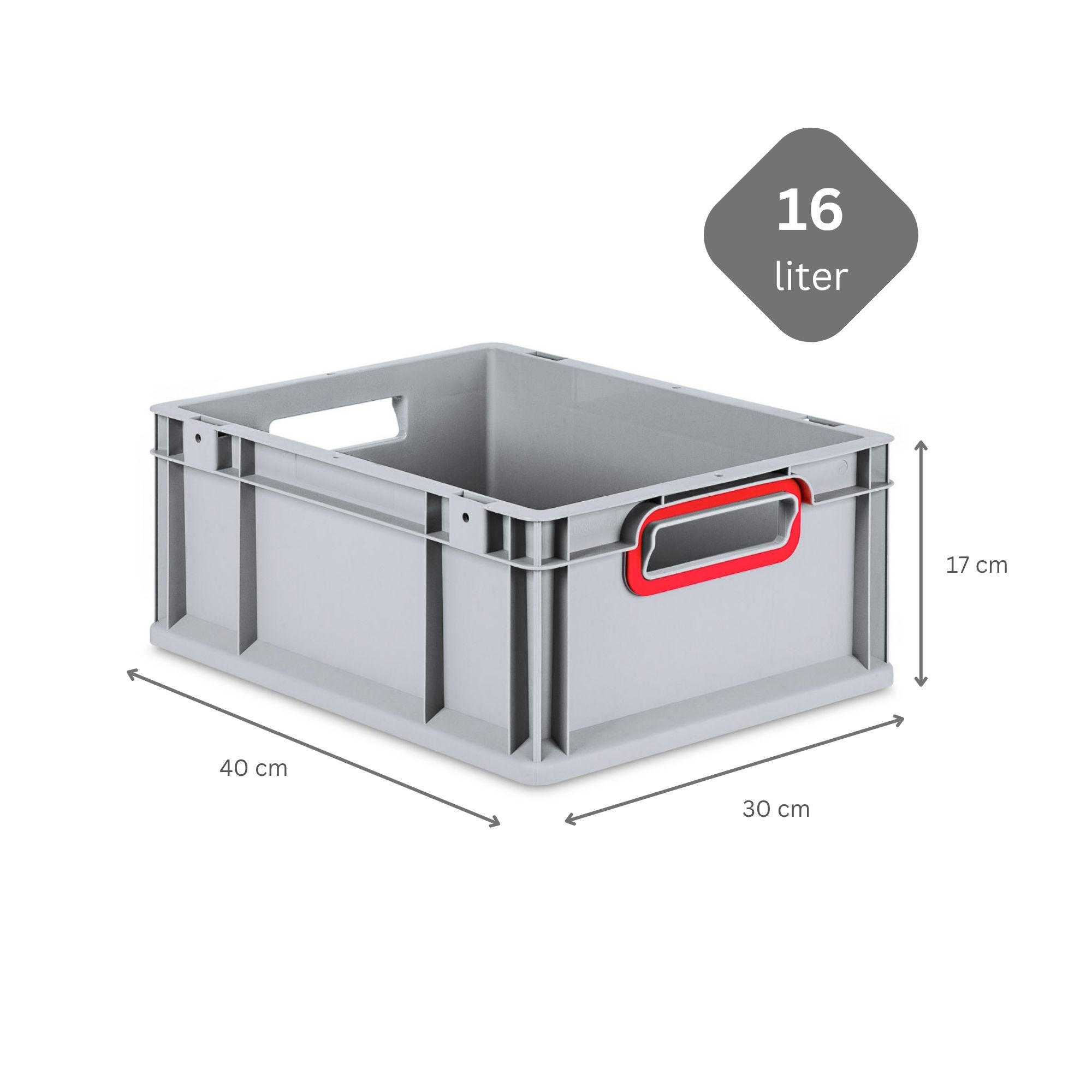EUROBOX 5x Nextgen Color 17x30x40cm 16 Liter Griffe Rot Offen - Rot, Kunststoff (30/17/40cm) - PROREGAL