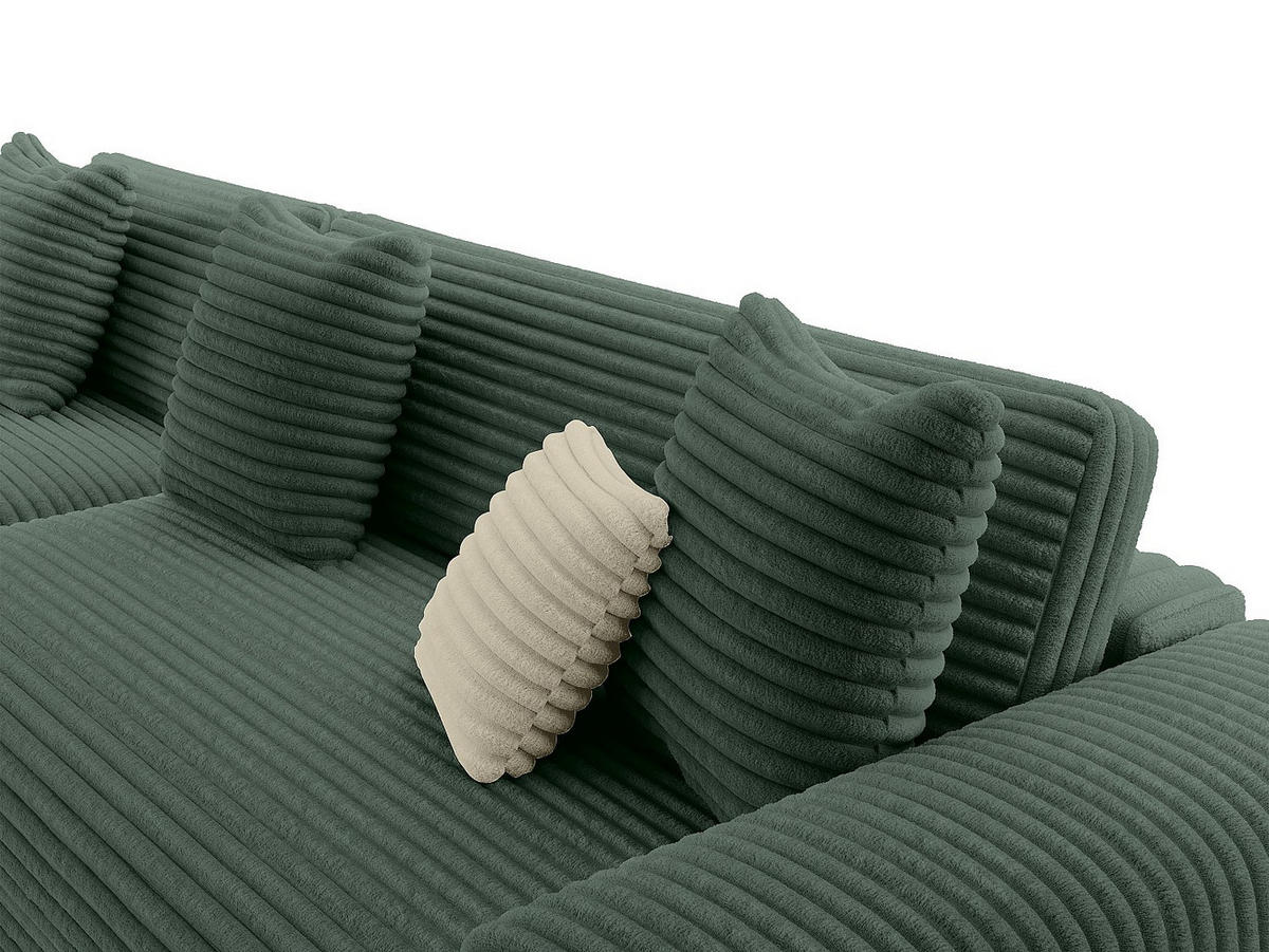 ECKSOFA – Ecke links – grob gerippter Cord – Tannengrün – CALAZO - Grün, Textil (307/187cm) - Vente-Unique
