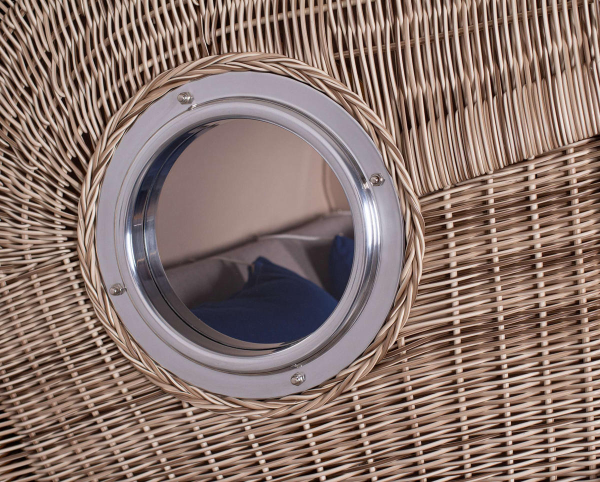 STRANDKORB XXL Düne Grande Teak PE Shell - Braun/Grau, Metall (142/170/95cm) - Mr. Deko