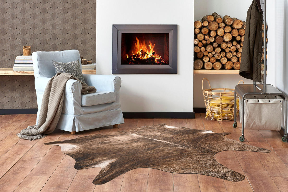 TEPPICH Künstliches Rindsleder 100/150 cm - Braun, Textil (100/150cm) - rugsX