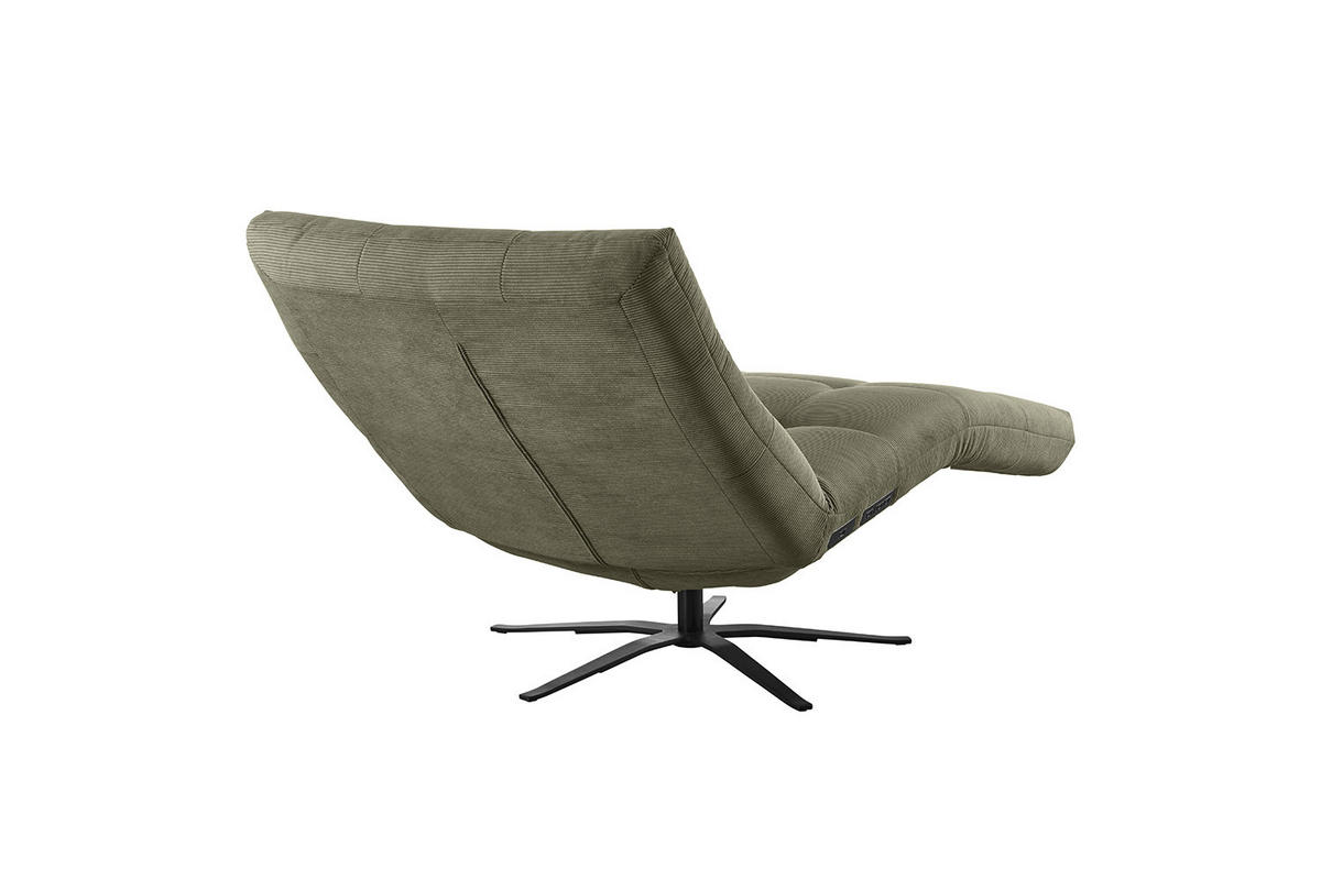 RELAXLIEGE LETICIA Grün Cord - Schwarz/Olivgrün, Textil/Metall (82/115/156cm) - KAWOLA