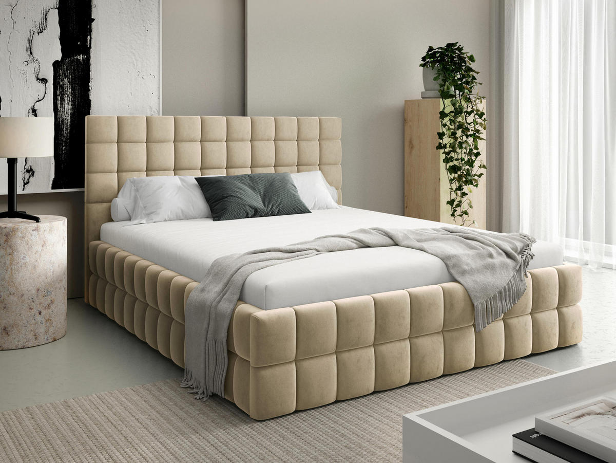 POLSTERBETT Ardea - Hellbraun, Holz/Textil (140/200cm) - MIRJAN24