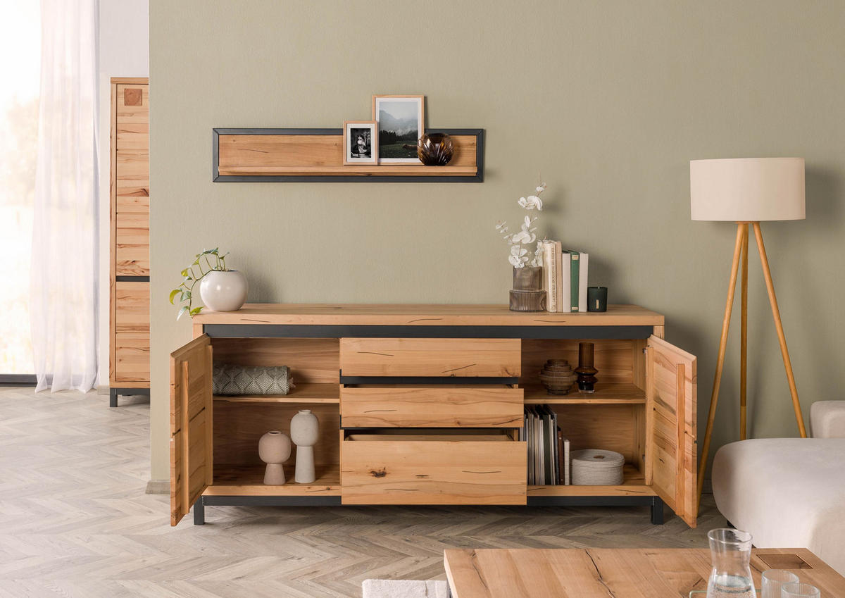 SIDEBOARD Kernbuche 190x45x85 natur geölt VILLANDERS #151 - Braun, Holz (190/85/45cm) - Massivmoebel24
