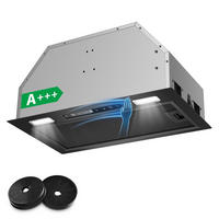 DUNSTABZUGSHAUBE Schwarz mit Touch-Bedienung, Aktivkohlefilter, Filter - Silberfarben, Metall (36.01/39.01/63.52cm) - Korfee