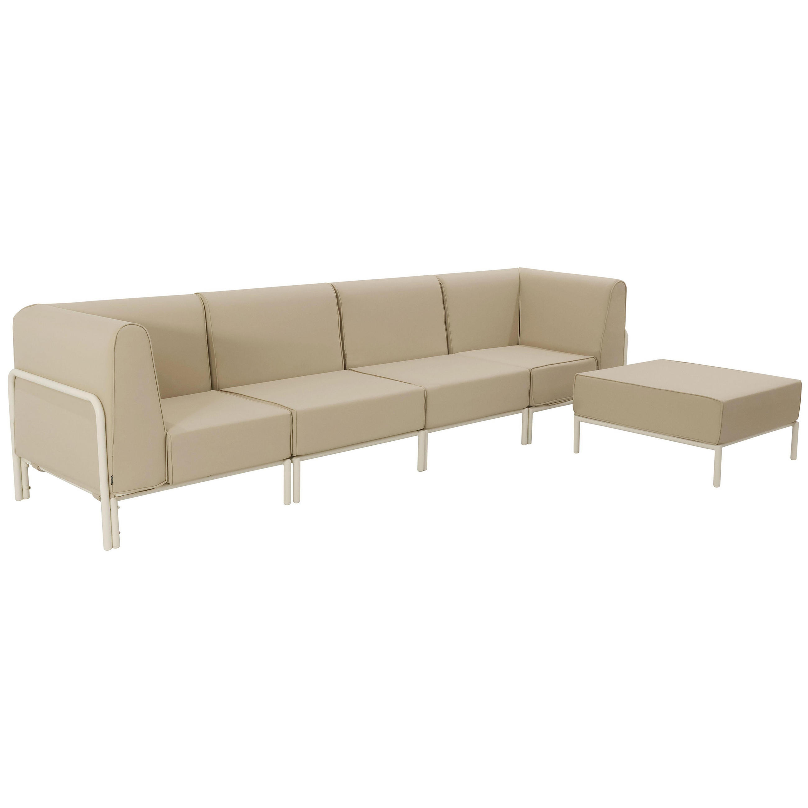 GARTENSOFA mit 5 Sitzplätzen, Beige - Beige, Textil (288/78/80cm) - Oviala