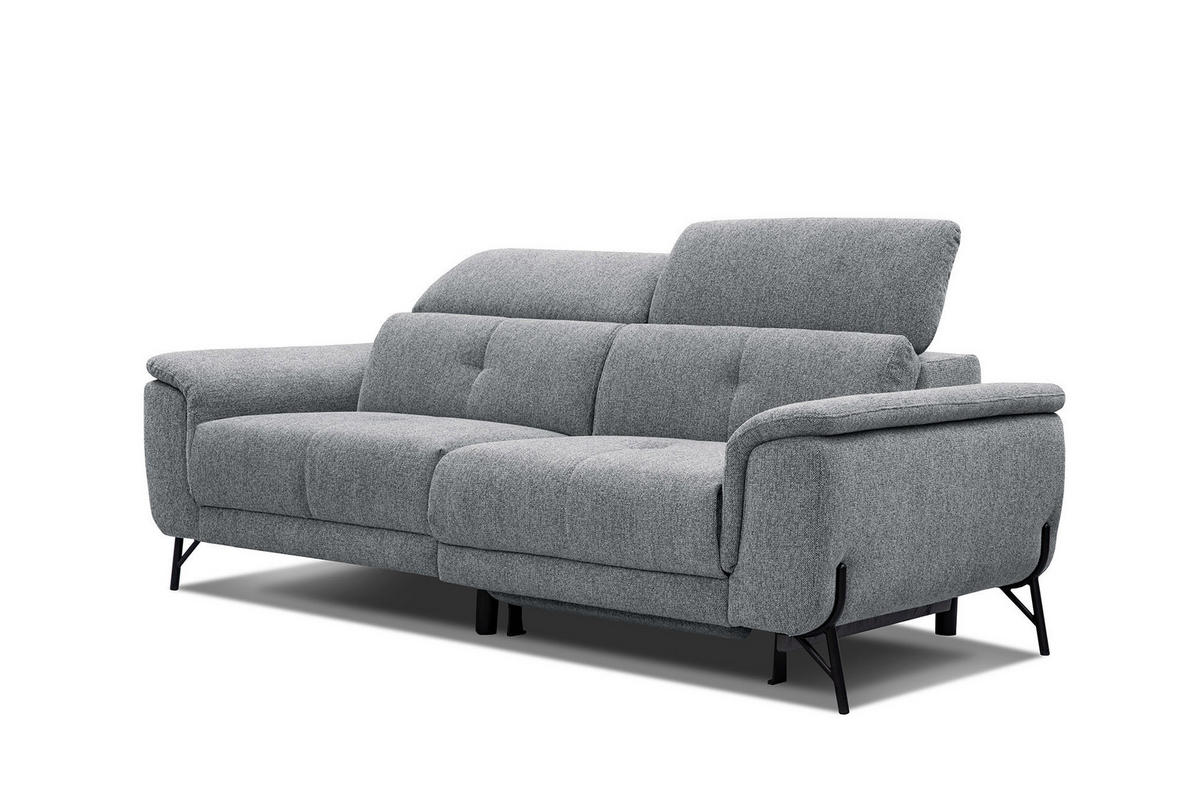 SOFA AVENA 3-Sitzer mit 1 Relaxfunktion, grau - Grau, Holzwerkstoff/Textil (204/80/108cm) - Courtois Laville