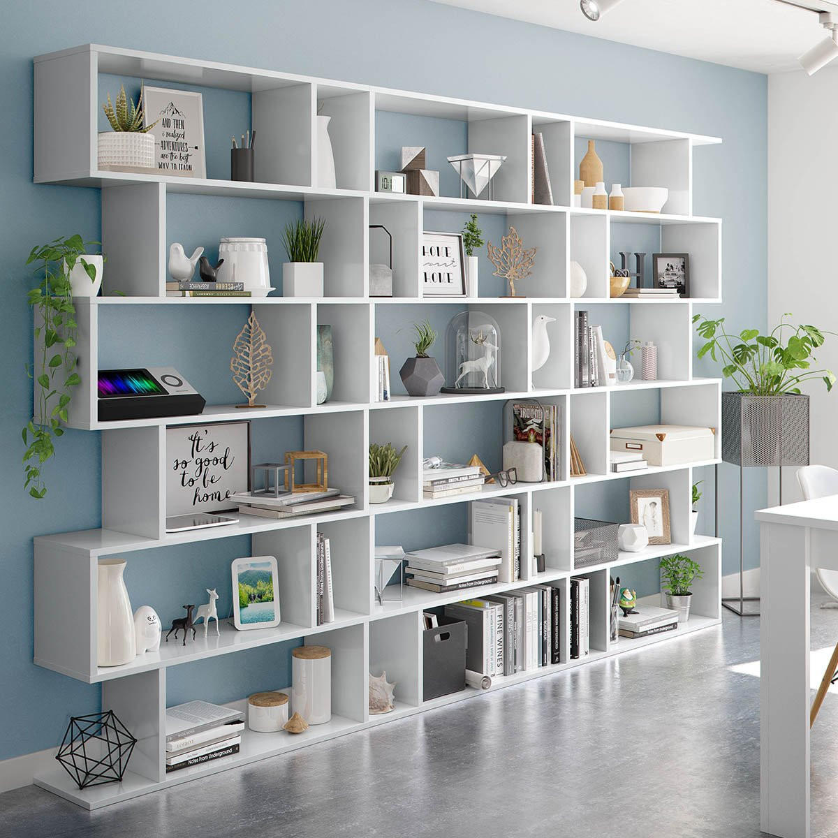 BÜCHERREGAL mit 6 Ebenen H192 cm - Athena - Weiß, Holzwerkstoff (24/192/80cm) - Calicosy