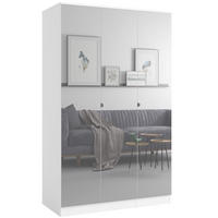 DREHTÜRENSCHRANK mit Spiegel Monza 3D 120 Weiß - Weiß/Grau, Holzwerkstoff/Metall (120/200/60cm) - mzm24