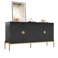 SIDEBOARD in Schwarz und Gold Anrichte mit 4 Türen und Metallgriffen für Wohnzimmer, Flur und Esszimmer, B162/T40/H80 cm - Goldfarben/Schwarz, Holzwerkstoff/Metall (162/80/40cm) - STILVORA