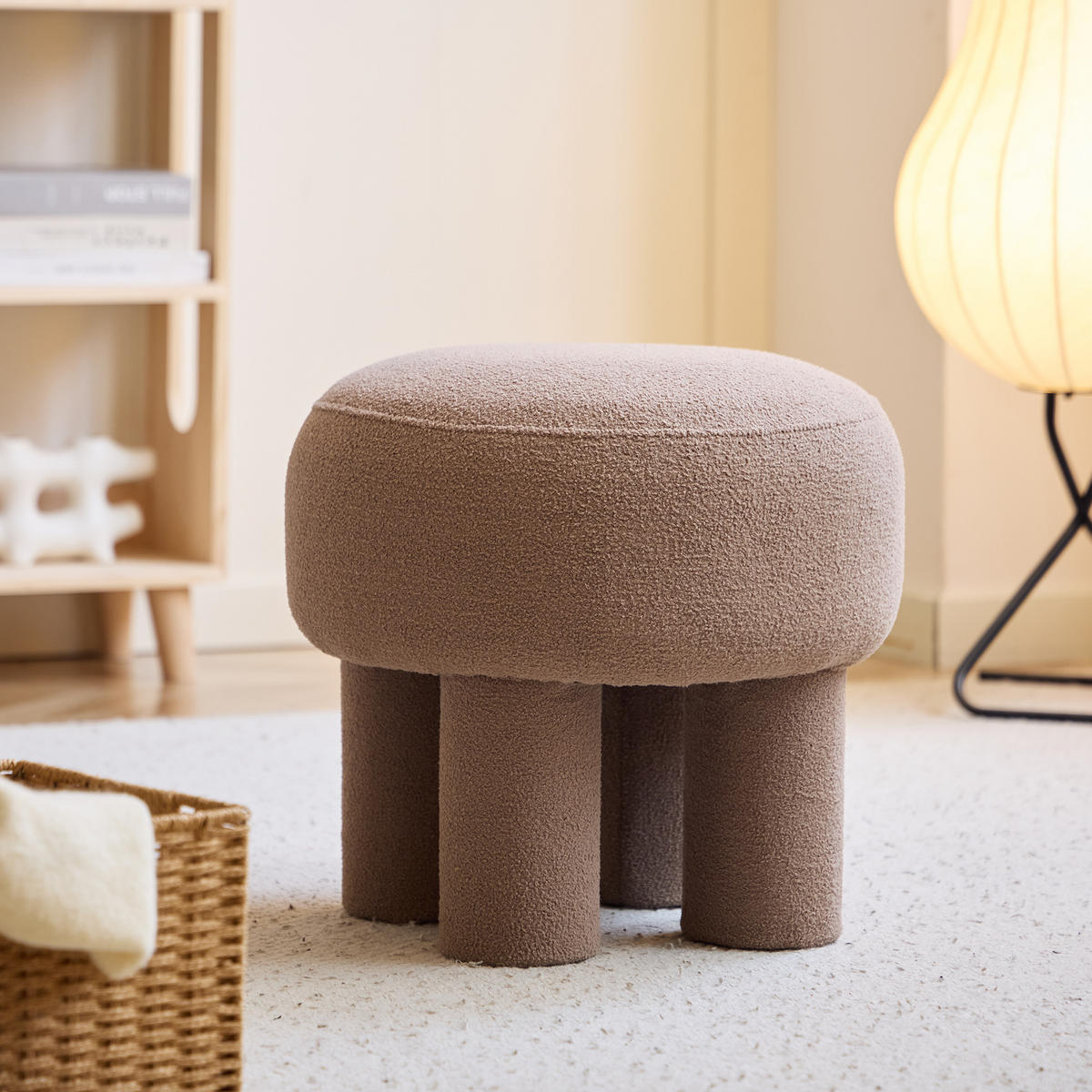 POUF Wolle Taupe - Beige, Textil (42.5/42/42.5cm) - Nordlys