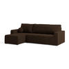 ECKSOFA VOLIRA Braun Plüsch-Stoff mit Schlaffunktion - Braun, Holz (230/143cm) - MASSENO