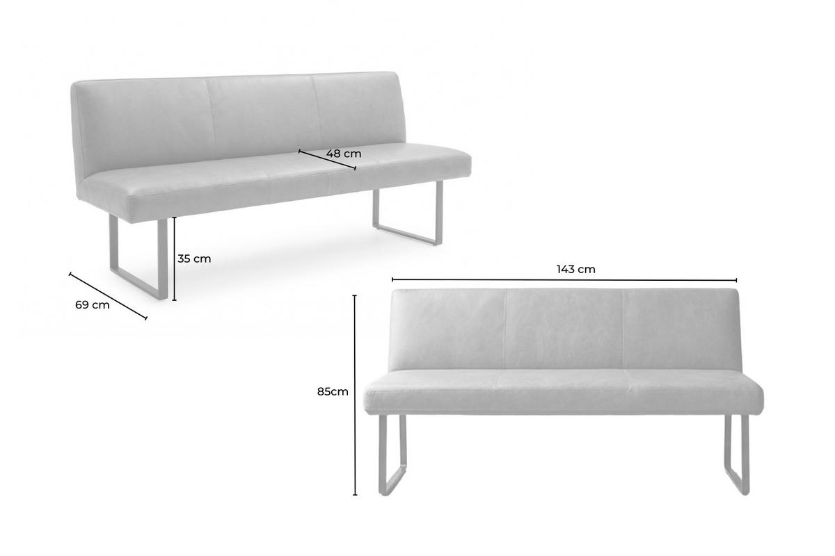 ESSZIMMERBANK ELEEN Anthrazit Leder - Anthrazit, Leder (143/85/69cm) - KAWOLA