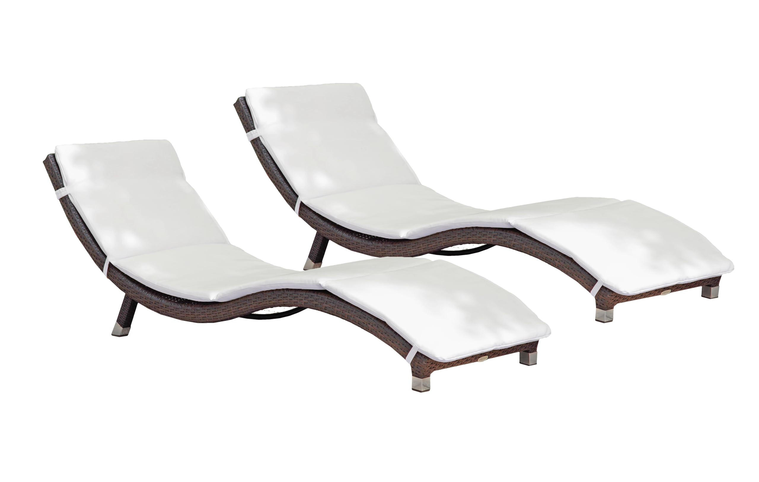 SONNENLIEGE Alice 2er Set mit Auflage Coffee Kunststoff Gartenliege Wellig - Mokka, Kunststoff (59/62/185cm) - DELUKE