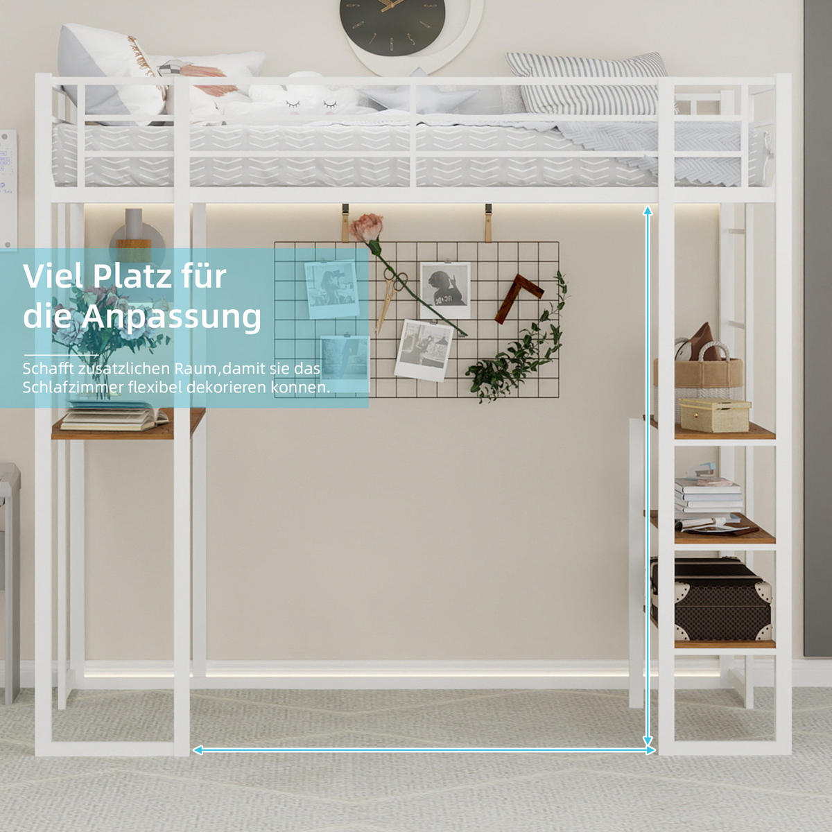 HOCHBETT Metall Schreibtisch Regal - Weiß, Metall - LEBENLANG