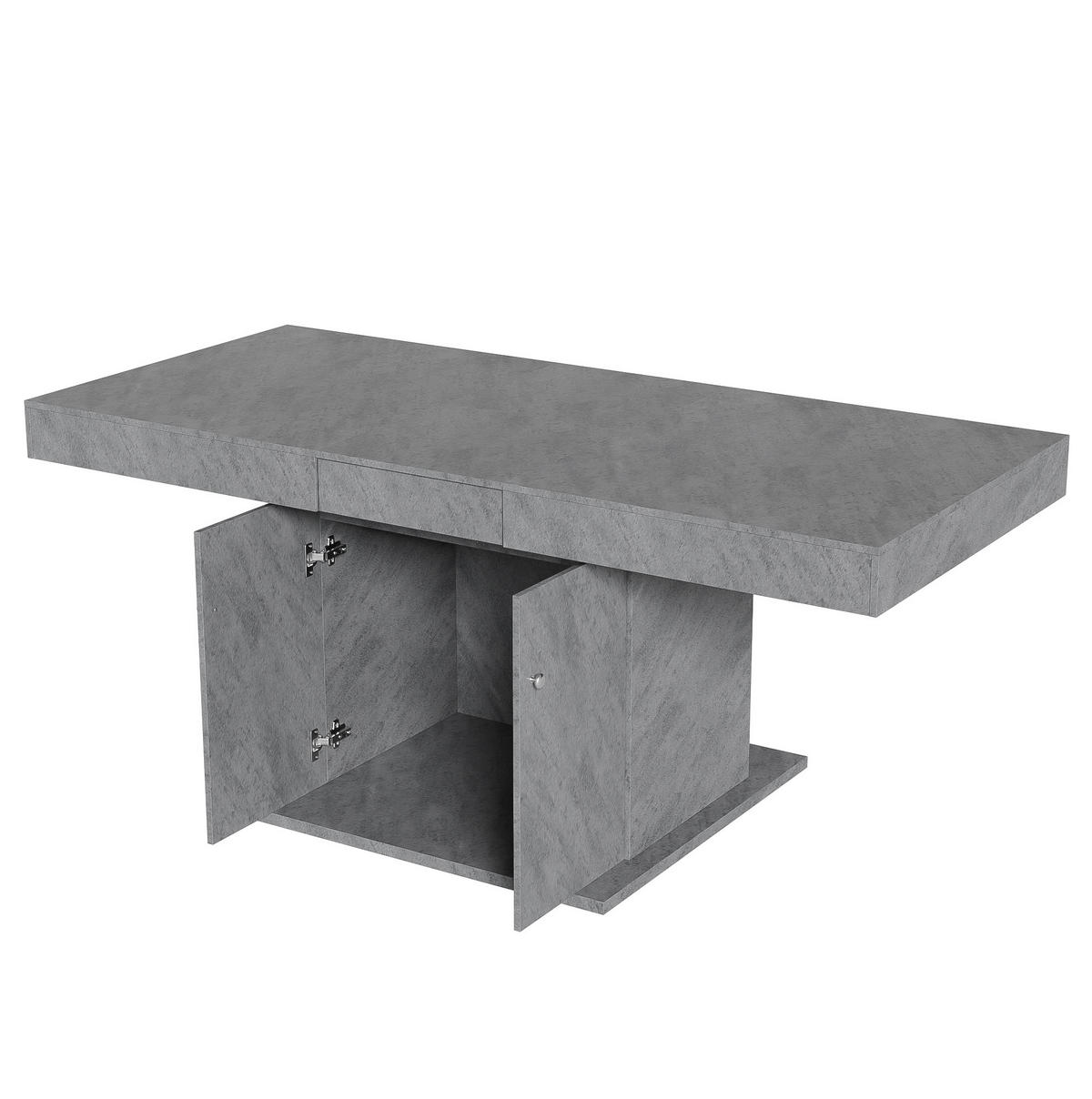 JEDÁLENSKÝ stôl 140/180/80/76 cm, sivá, z drevotriesky s úložným priestorom - sivá, kompozitné drevo (180/80/76cm) - BEAOK