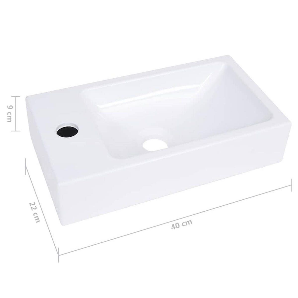 WASCHBECKEN Lang 40/22/9 cm - Weiß, Glas (40/9/22cm) - Nettlife