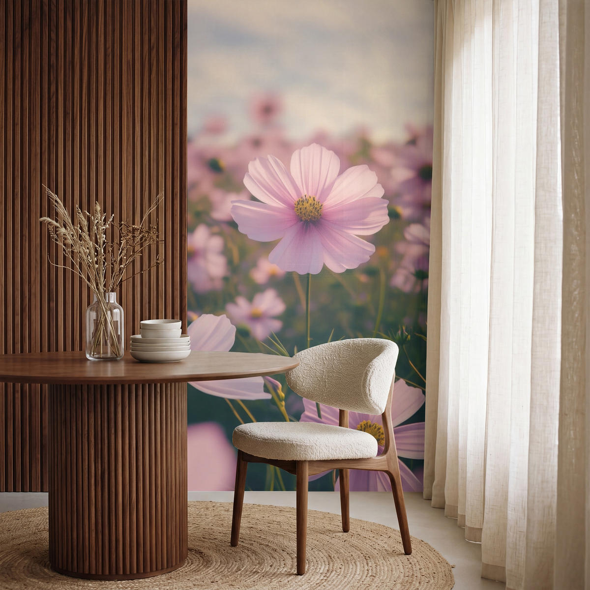 TAPETE - Blumen - Lila - Unscharf - 120x260 cm - Rosa, Papier (120/260cm) - OnlyWow