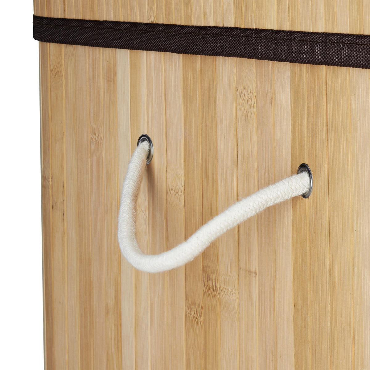WÄSCHEKORB - Hellbraun, Holz/Textil (55/63/35cm) - Relaxdays