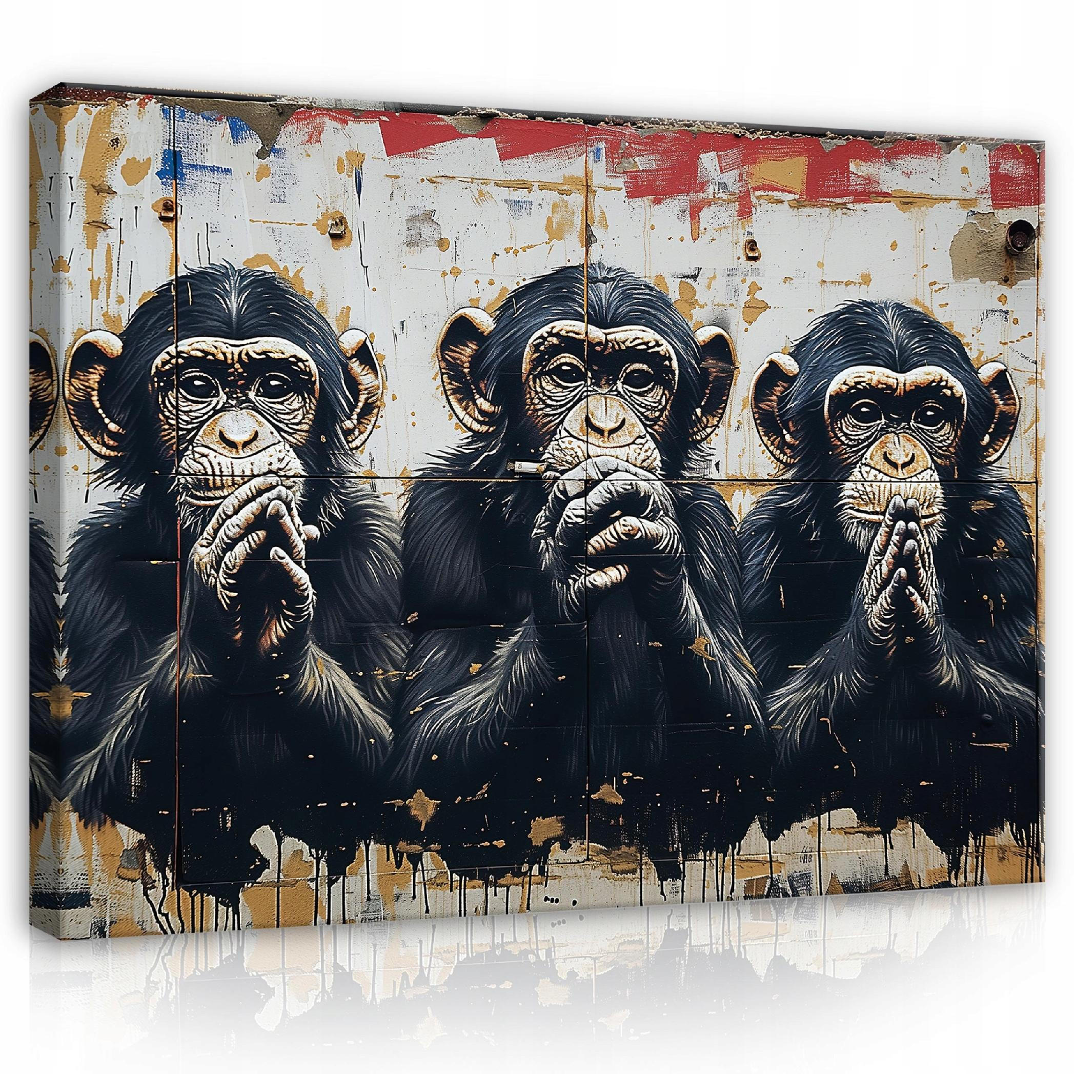 LEINWANDBILDER Affe Abstrakt 100x70 - Multicolor, Holzwerkstoff (100/70cm) - Wallarena