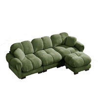 ECKSOFA DE-34384 L-Form mit Ottoman und Steppdesign Grün - Grün, Textil (149/260cm) - ComfortXL