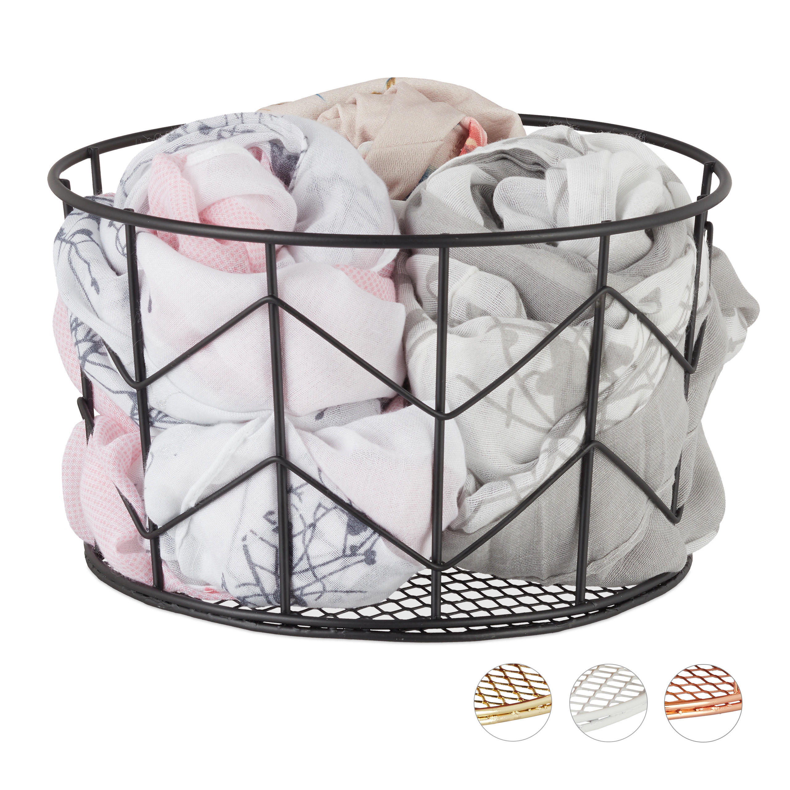 DRAHTKORB - Schwarz, Metall (22/12.5/22cm) - Relaxdays