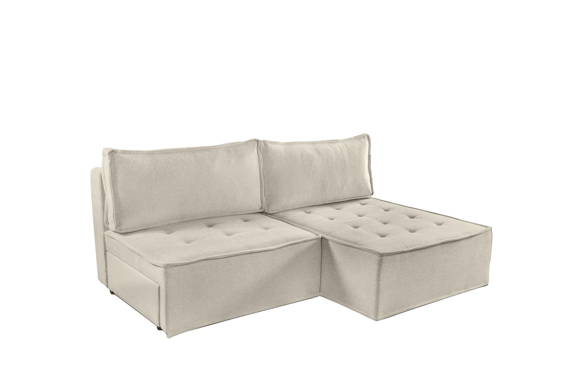 ECKSOFA Schlafsofa Amalia In Raven - Creme, Holzwerkstoff/Textil (200/140cm) - Fun Möbel