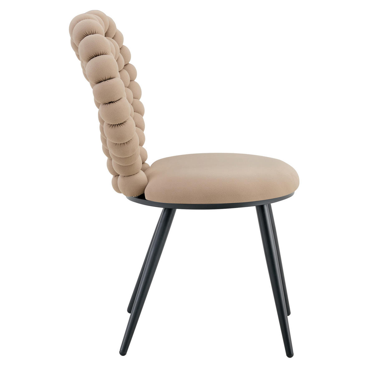 ESSZIMMERSTUHL 2er-Set Samt Camel mit schwarzen Metallbeinen - Braun, Metall (54/81/44cm) - Meubliv