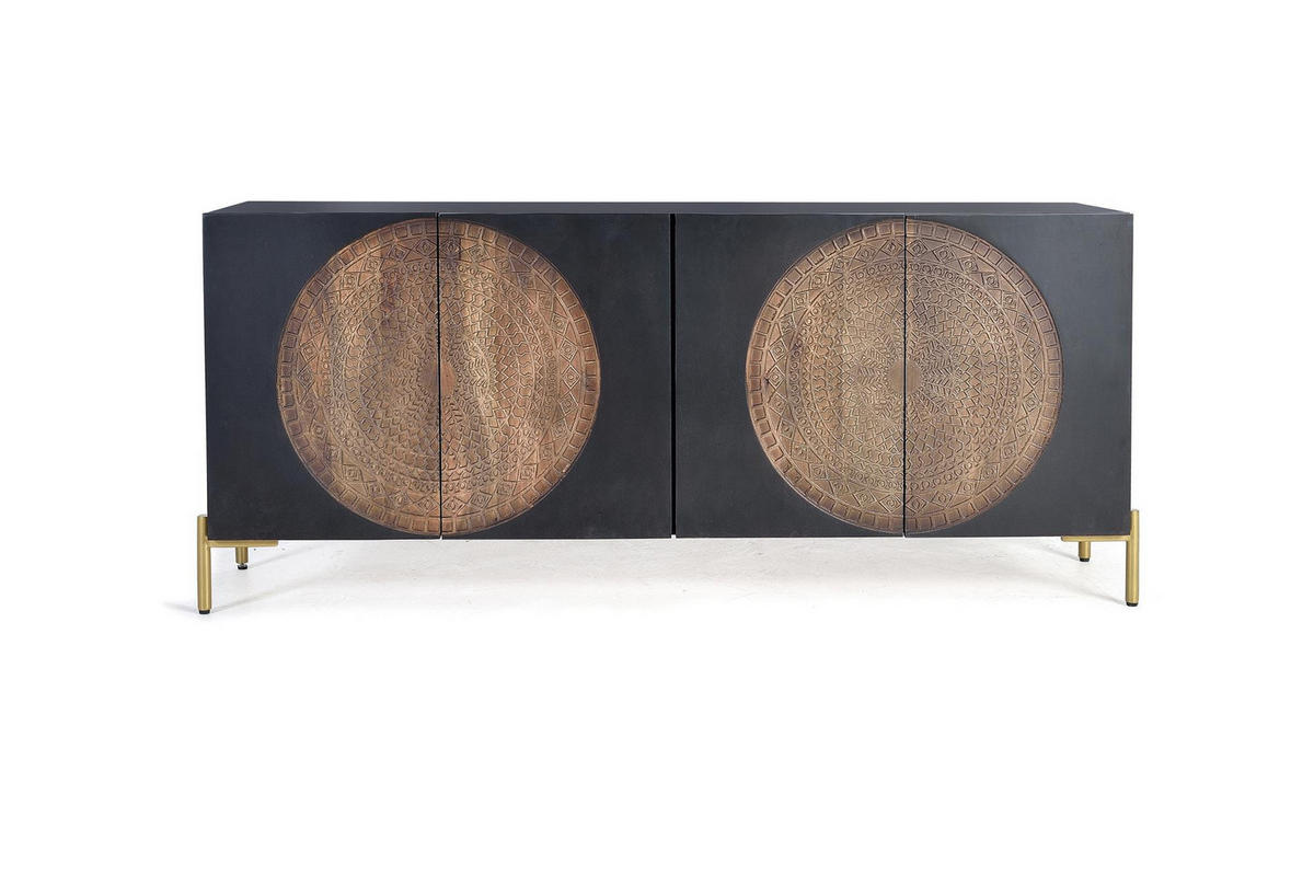 SIDEBOARD aus Mangoholz und Metall - Dunkelbraun, Holz (45/77/173cm) - Giner y Colomer