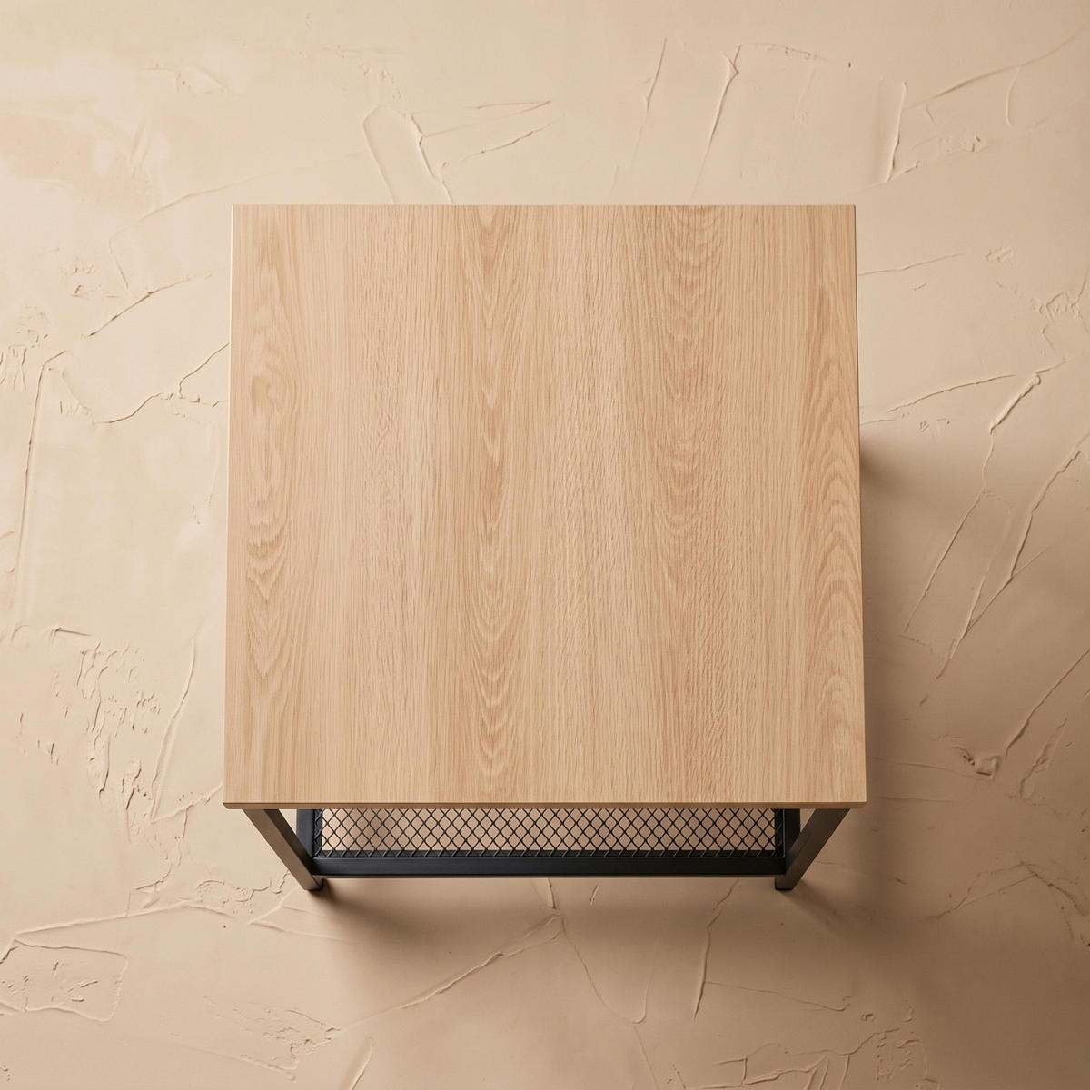 BEISTELLTISCH mit Ablage aus Gitter quadratisch Braun 45/45/55 cm - Hellbraun, Metall (45/45/55cm) - SCENA LIVING