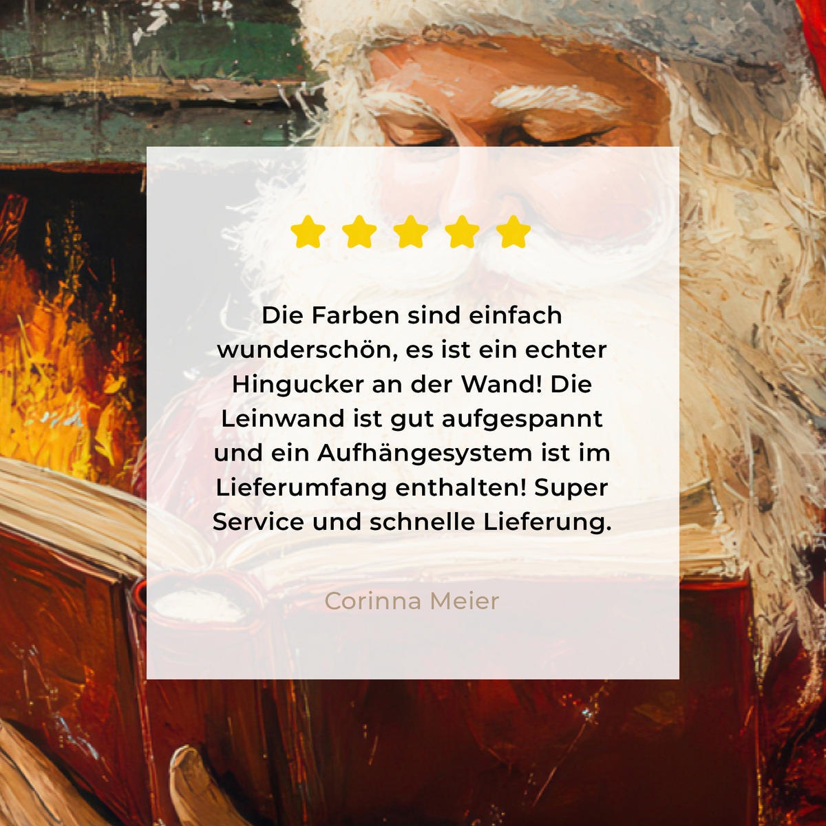 LEINWANDBILD Weihnachten - Weihnachtsmann - Winter - Open Fireside Wohnzimmer 120x80 cm - Dunkelrot, Textil (120/80cm) - MuchoWow