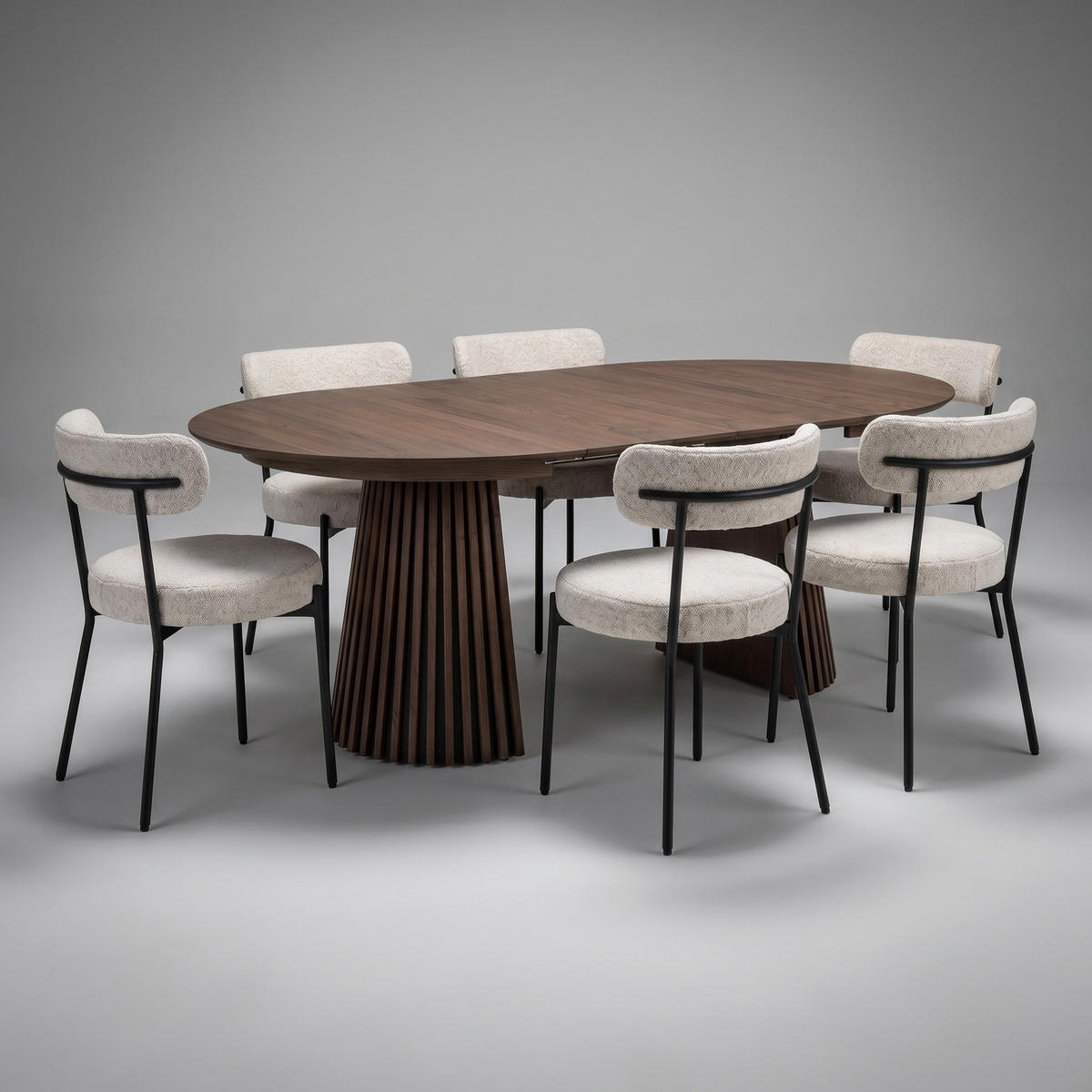 ESSGRUPPE 7-TLG. Tokyo Grau - Creme/Grau, Textil/Metall (120/75/120cm) - ebuy24