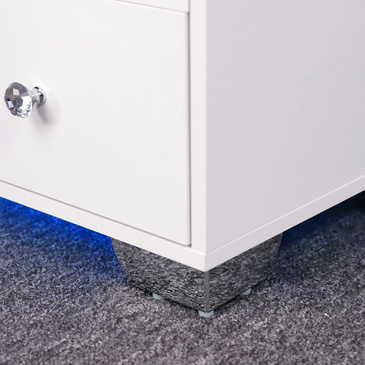 TV-SCHRANK mit Elektrokamin Beleuchtung RGB Lowboard 6 Schubladen 180/40/65CM - Weiß/Grau, Glas/Metall (180/65/40cm) - VANITII