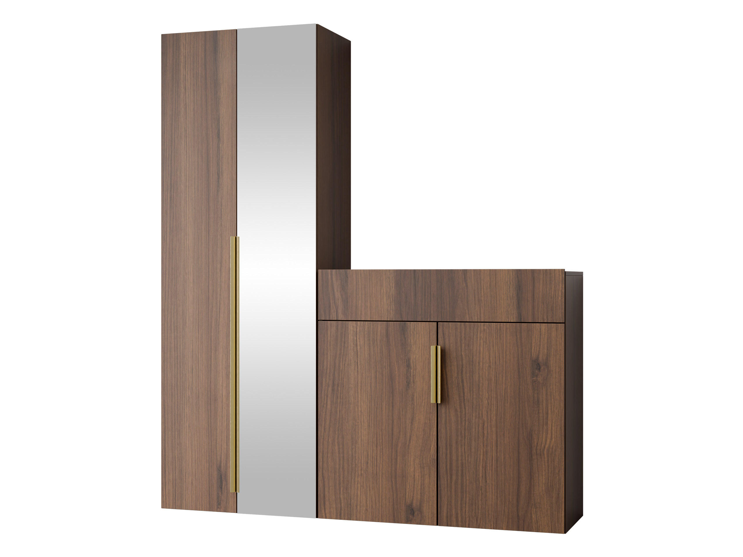 GARDEROBE-SET Kerkin II - Goldfarben/Nussbaumfarben, Holzwerkstoff/Kunststoff (70/200/42cm) - MIRJAN24