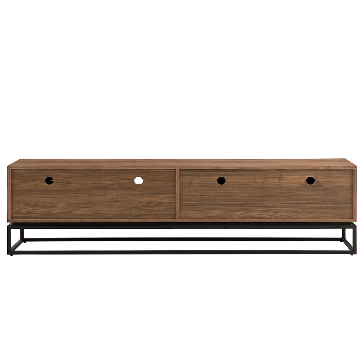 TV-LOWBOARD - Echtholzfurnier - 200 cm - Schwarz/Braun, Holzwerkstoff/Metall (200/55/40cm) - home24