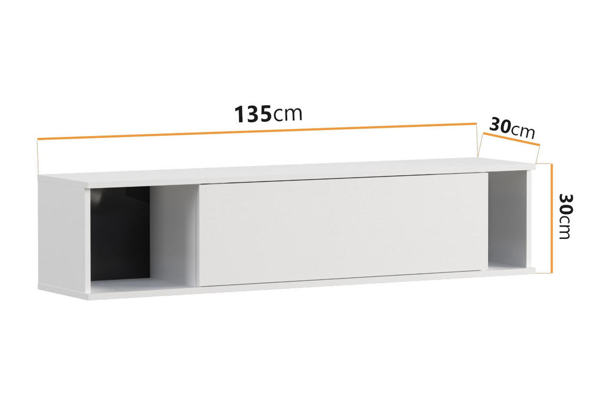 HÄNGESCHRANK Dallas 135/30/30 Weiß - Weiß, Holzwerkstoff (135/30/30cm) - Ravio