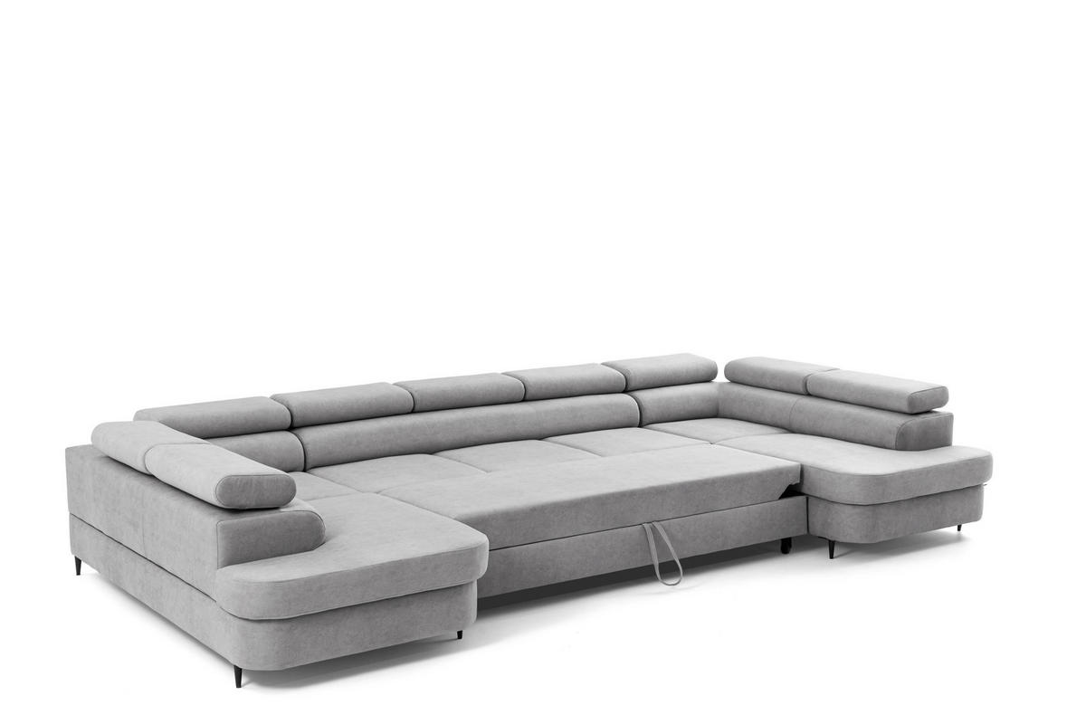 ECKSOFA U-Form PRIAM MAXI U2 XXL Ecksofa U-form 400 cm mit Schlaffunktion, 2 Bettkästen & Kopfteilverstellung Hellgrau - Hellgrau, Holz/Textil (400/91/203cm) - Muffo