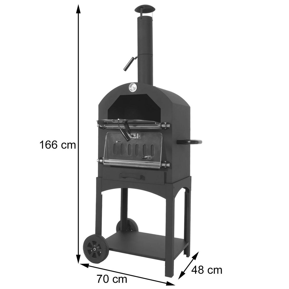 PIZZAOFEN Schwarz - Schwarz, Metall (70/166/48cm) - MCW