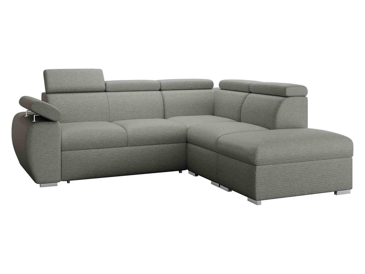 ECKSOFA Boston 2RR1P, Seite: Rechts 2R+R+1P(65)+PUFAP - Greige/Silberfarben, Holz/Textil (260/230cm) - MIRJAN24
