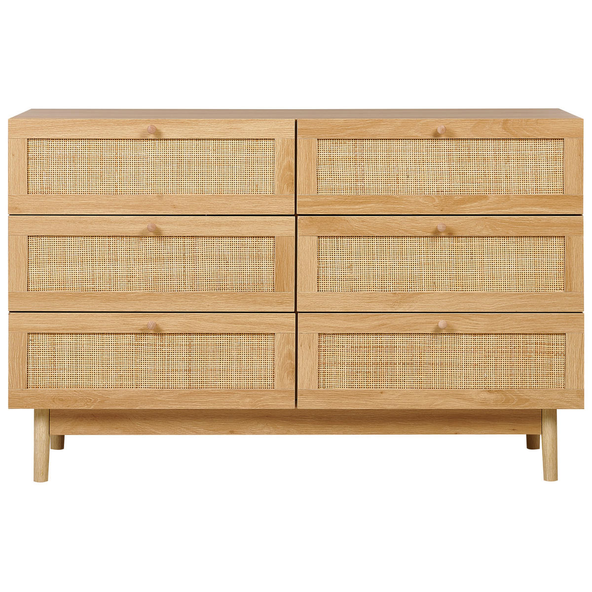 KOMMODE mit 6 Schubladen Hellbraun Nivo - Braun, Holzwerkstoff (120/76/42cm) - Beliani