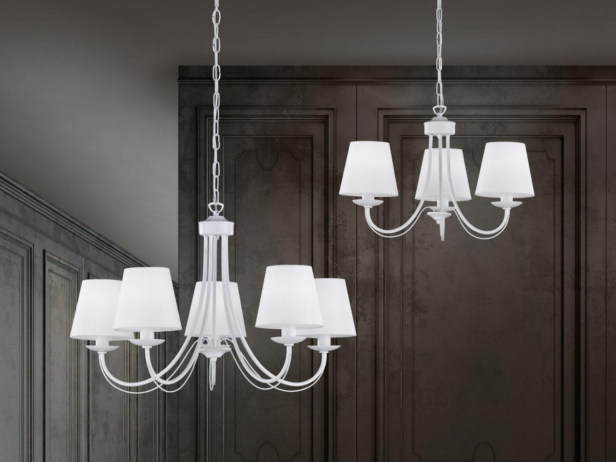 LED-KRONLEUCHTER Ø52cm, Lampenschirme Stoff Weiß - Weiß, Textil/Metall (52/52/150cm) - meineWunschleuchte