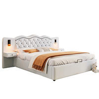 POLSTERBETT aus Leinenimitat 180x200 cm in Beige mit USB & Stauraum - Beige, Textil (180/200cm) - Modfu