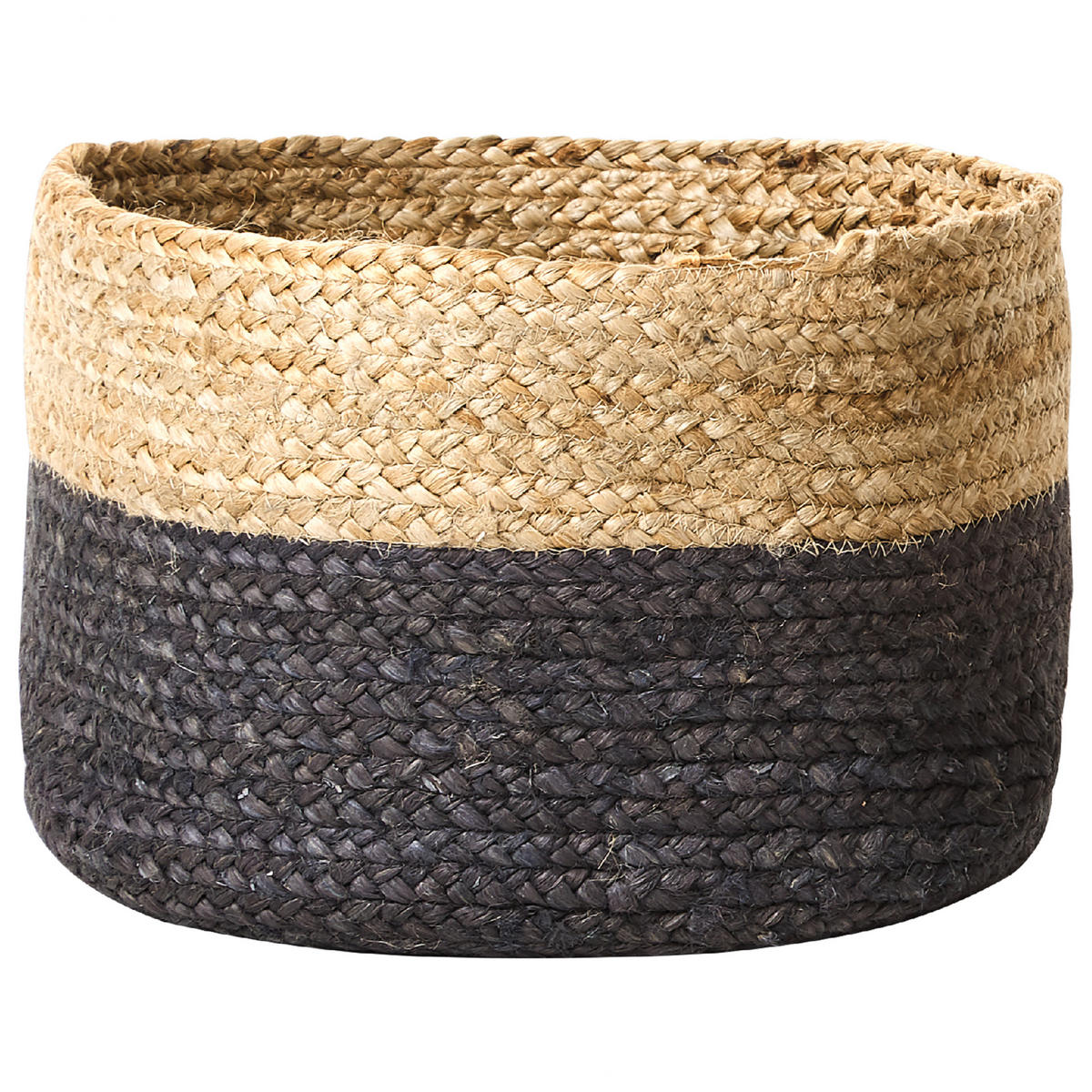 AUFBEWAHRUNGSKORB 3er Set Jute naturfarben/schwarz Jabar - Beige/Schwarz, Naturmaterialien (34/25/34cm) - Beliani