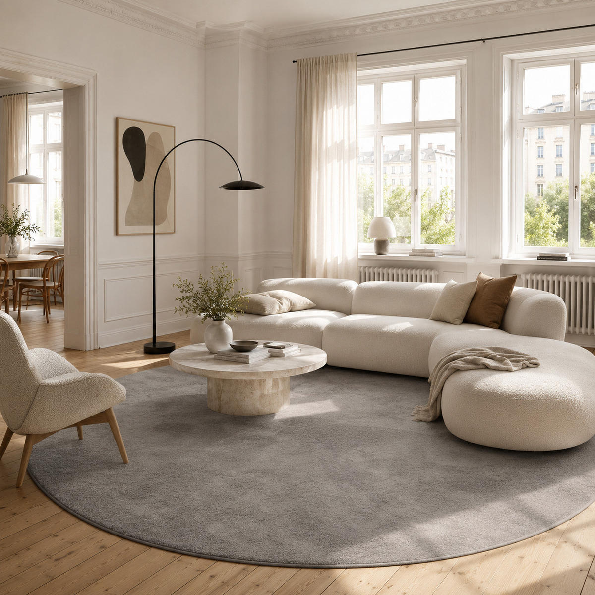 HOCHFLOR LANGFLOR TEPPICH SUPER SOFT MELIA RUND - Grau, Textil (120/120cm) - Pergamon