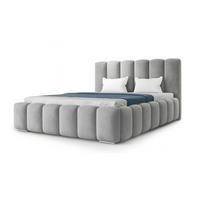 POLSTERBETT BARON mit Kopfteil, 140 x 200 cm, Doppelbett mit Bettkasten und Lattenrost aus Metall, Velourstoff, Frabe: Grau - Grau, Holz/Kunststoff (140/200cm) - Agmat-Furniture