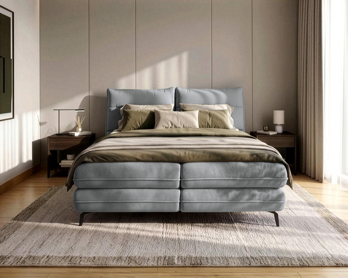 BOXBETT Verse 160 x 200 Einzelbett mit hochwertiger Bonell-Matratze und Topper T30 - Dunkelgrau - Dunkelgrau, Holz (160/200cm) - Homesy
